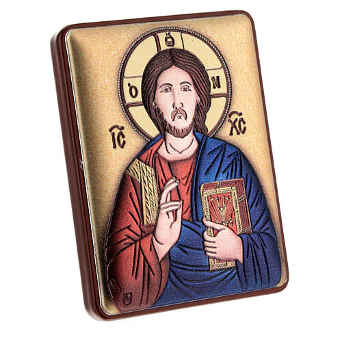 Bas-relief 6x5 cm bilaminé Christ Pantocrator 2