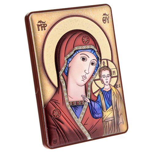 Bilaminate silver picture of Our Lady of Kazan, 4x3 in 2