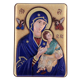 Coloured picture of Our Lady of the Way, silver bilaminate metal, 5.5x4 in