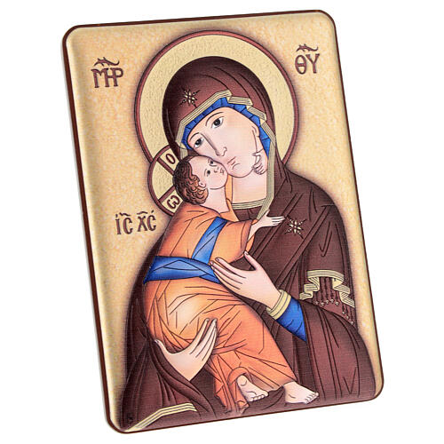Coloured picture of Our Lady of Tenderness, silver bilaminate metal, 5.5x4 in 3