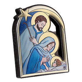 Coloured bilaminate bas-relief of the Nativity with comet, 2.5x2 in