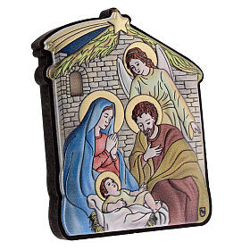 Nativity Holy Family with stable bas-relief bilaminate 6x5 cm
