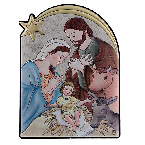 Quadro Natività bue e asinello bilaminato 10x7 cm 1