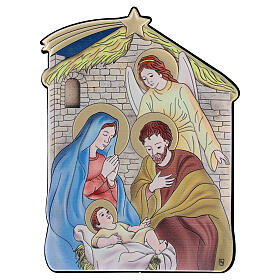 Bilaminate picture of the Nativity with angel, 5.5x4 in