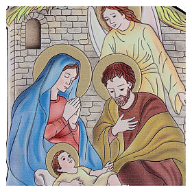 Bilaminated Holy Family picture Nazareth stable 14x10 cm