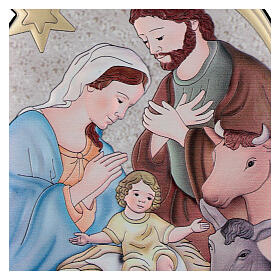 Bilaminate picture of the Nativity with ox and donkey 5.5x4 in