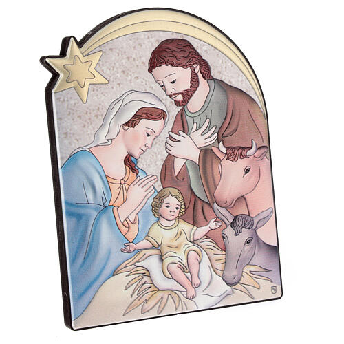 Obraz bilaminat, 14x10 cm, Narodziny Jezusa wół i osiołek 3