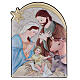 Bilaminated Holy Family picture with ox and donkey 14x10 cm s1