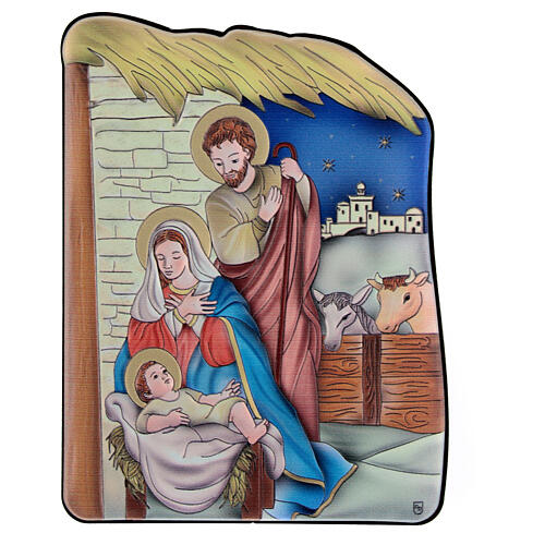 Bilaminate picture of the Nativity in the stable, 5.5x4 in 1