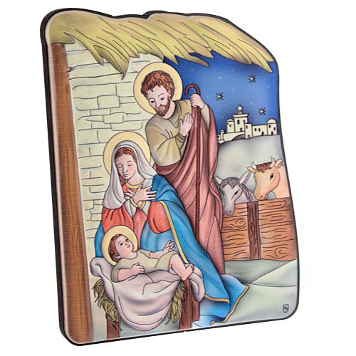 Tableau Nativité étoile Nazareth bilaminé 14x10 cm 3