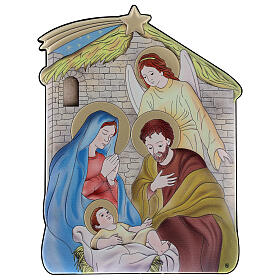 Baixo-relevo bilaminado Natividade com anjo 21x16 cm