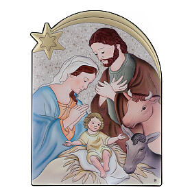 Bilaminate picture, Nativity with ox and donkey, 8x6 in