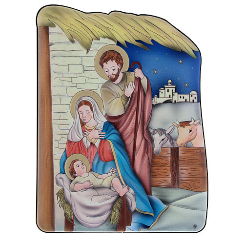 Bilaminate picture, Nativity in the stable, 8x3 in 1
