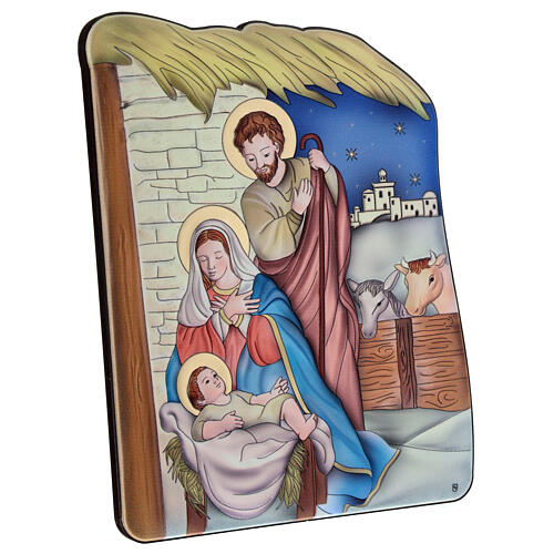 Tableau Nativité étable Nazareth bilaminé 21x16 cm 3