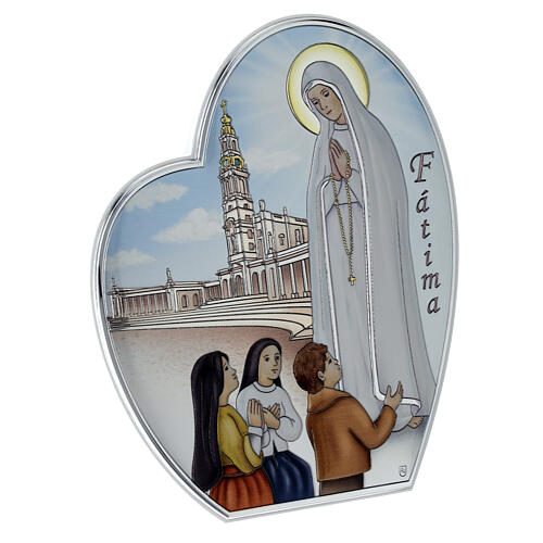 Bilaminate heart-shaped picture of Our Lady of Fatima, 6x5 in 2