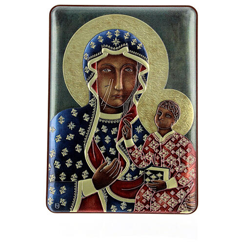 Bilaminate silver bas-relief of Our Lady of Czestochowa, 5.5x4 in 1