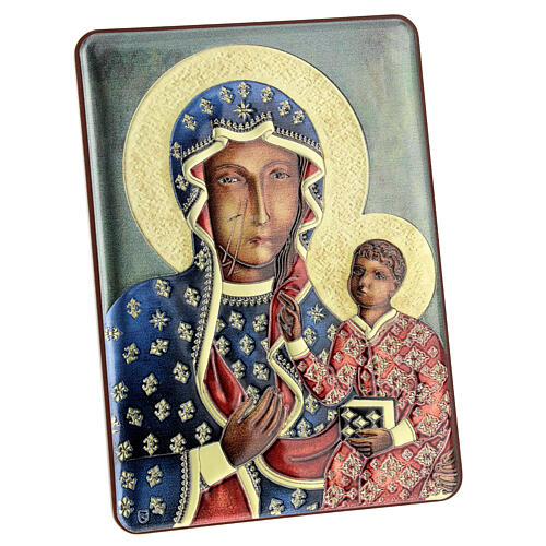 Bilaminate silver bas-relief of Our Lady of Czestochowa, 5.5x4 in 3