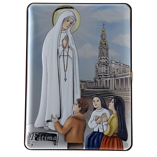 Bilaminated picture Our Lady of Fatima with children 14x10 cm 1
