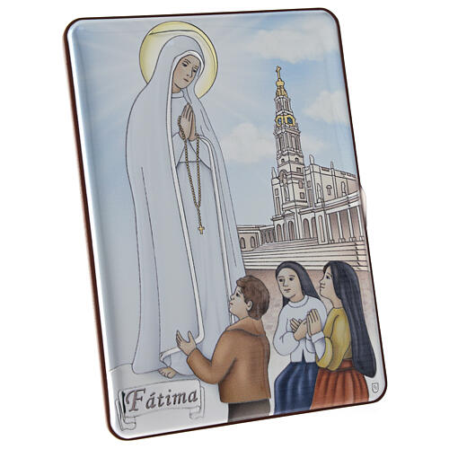 Bilaminated picture Our Lady of Fatima with children 14x10 cm 2