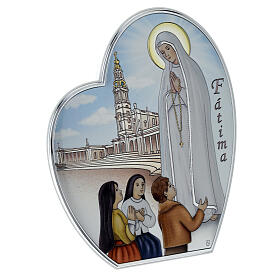 Bilaminate heart-shaped bas-relief of Our Lady of Fatima, 8x6 in