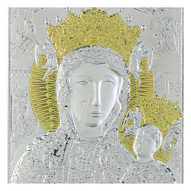 Our Lady of Czestochowa, silver bilaminate icon, golden details and stones, Valenti, 10x8 in