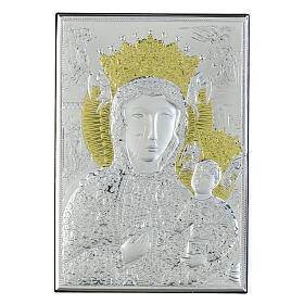Madonna di Czestochowa icona bilaminato dettagli oro pietre Valenti 25x20 cm