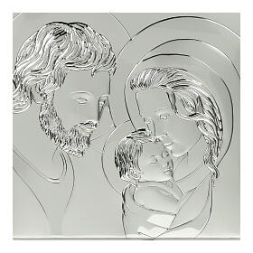 Holy Family, dove-coloured background with silver bilaminate image, Valenti Argenti, 17x27 in
