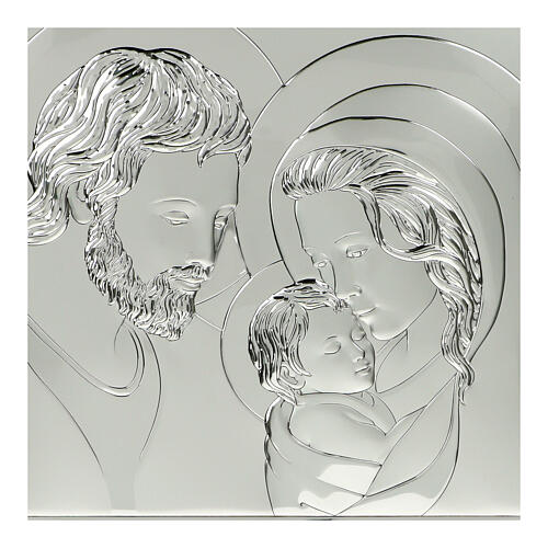 Holy Family image, silver bilaminate on dove-grey wood, Valenti Argenti, 20x31.5 in 2