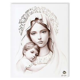 Vergine col Bambino quadro decori foglia argento Valenti 20x15 cm