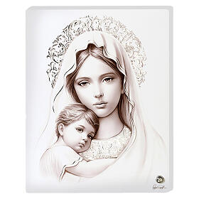 Virgen con Niño cuadro 25x20 cm hoja plata Valenti