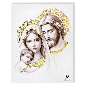 Modern Holy Family picture with gold leaf decoration, Valenti, 5.5x4 in