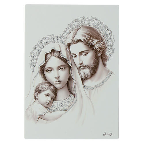 Sainte Famille décorations feuille argent Valenti 20x15 cm 1