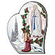 Our Lady of Lourdes, silver bilaminate heart with coloured finish, 4x3.5 in, Valenti Argenti s1