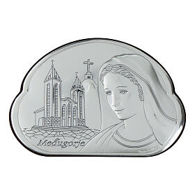 Cuadrito Virgen Medjugorje bilaminado plata 6x9 cm Valenti