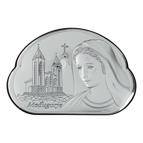Quadretto Madonna Medjugorje bilaminato argento 6x9 cm Valenti 1