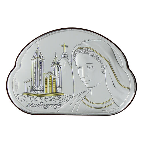 Our Lady of Medjugorje, bilaminate silver with golden details, Valenti, 2.5x3.5 in 1