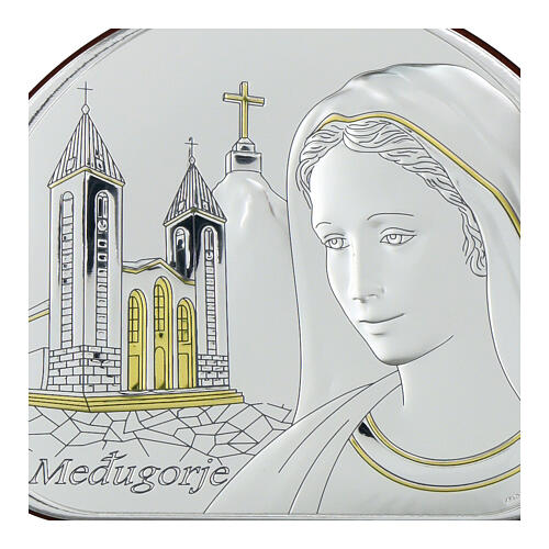Quadretto Madonna Medjugorje argento bilaminato oro Valenti 10x14 cm 2