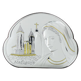 Our Lady of Medjugorje, silver bilaminate and golden details, Valenti Argenti, 5x7 in