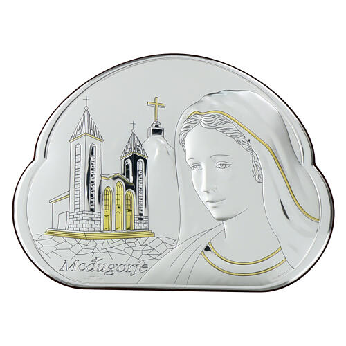 Our Lady of Medjugorje, silver bilaminate and golden details, Valenti Argenti, 5x7 in 1