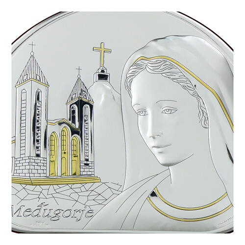 Virgen Medjugorje bilaminado plata detalles oro Valenti Argenti 12x17 cm 2