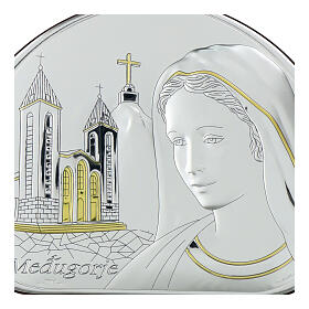 Notre-Dame de Medjugorje bilaminé argent détails or Valenti Argenti 12x17 cm