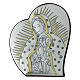 Heart-shaped picture of Our Lady of Guadalupe, silver bilaminate with golden details, Valenti, 6x5 in s1