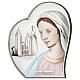 Heart with Our Lady of Medjugorje, colourful bilaminate silver, 4x3.5 in, Valenti s1