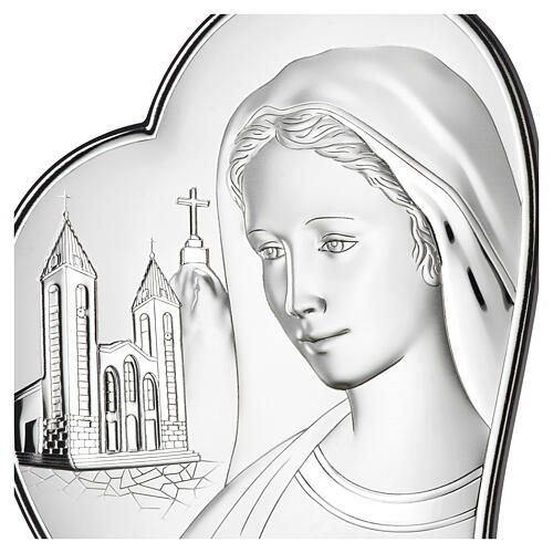 Quadro Madonna Medjugorje bilaminato argento Valenti 15x12 cm 2