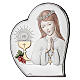 Heart with girl's First Communion, colourful silver bilaminate, Valenti, 4x3.5 in s1