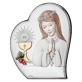 Girl First Communion picture colored heart Valenti 15x12 cm