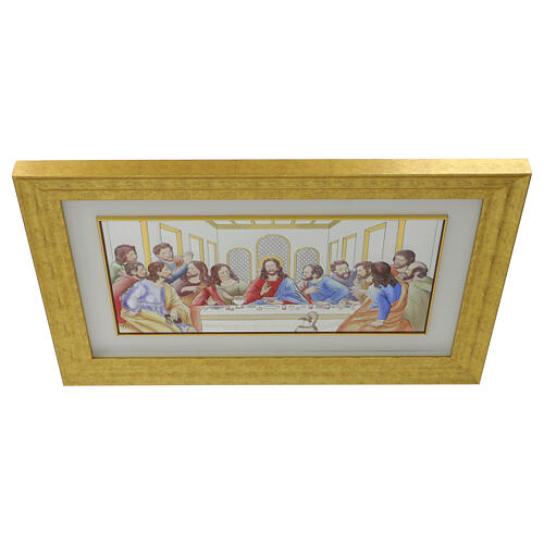 Last Supper bas-relief, colourful silver bilaminate with golden frame, Valenti Argenti, 17x27 in 3