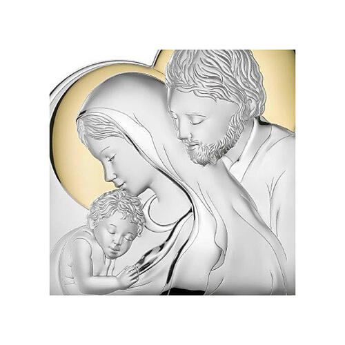 Rounded bas-relief of the Holy Family, silver bilaminate, Valenti, 4x6 in 2