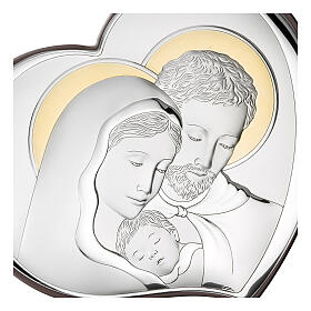 Cuore Sacra Famiglia bilaminato argento decori oro Valenti Argenti 15x18 cm