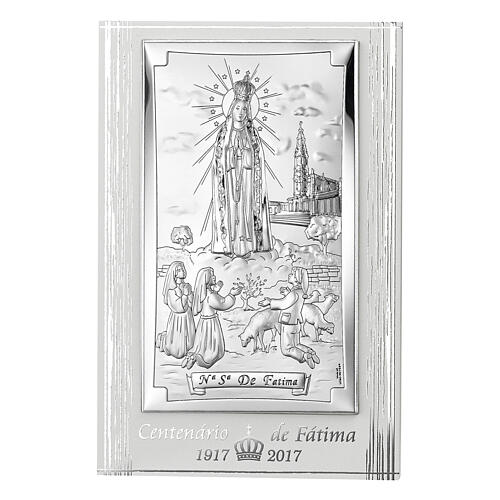 Our Lady of Fatima with the shepherds, silver bilaminate picture, Valenti, 4x3 in 1